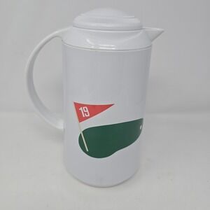 Vintage 70s Kraftware 19th Hole Golf Insulated pitcher w/ Lid & Handle White